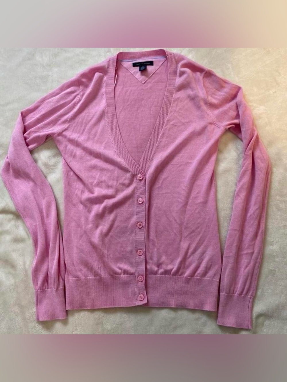 Y2K Tommy Hilfiger Pink Silk Blend Cardigan